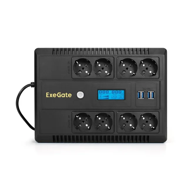 ИБП ExeGate LHB-650.LCD.AVR.8SH.CH.RJ.USB, 650 ВА / 390 Вт ИБП ExeGate LHB-650.LCD.AVR.8SH.CH.RJ.USB, 650 ВА / 390 Вт