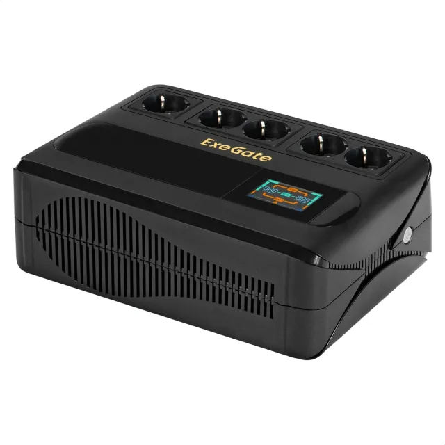 ИБП ExeGate BU-800.LCD.AVR.5SH.CH (EX295685RUS), 800 ВА / 480 Вт ИБП ExeGate BU-800.LCD.AVR.5SH.CH (EX295685RUS), 800 ВА / 480 Вт