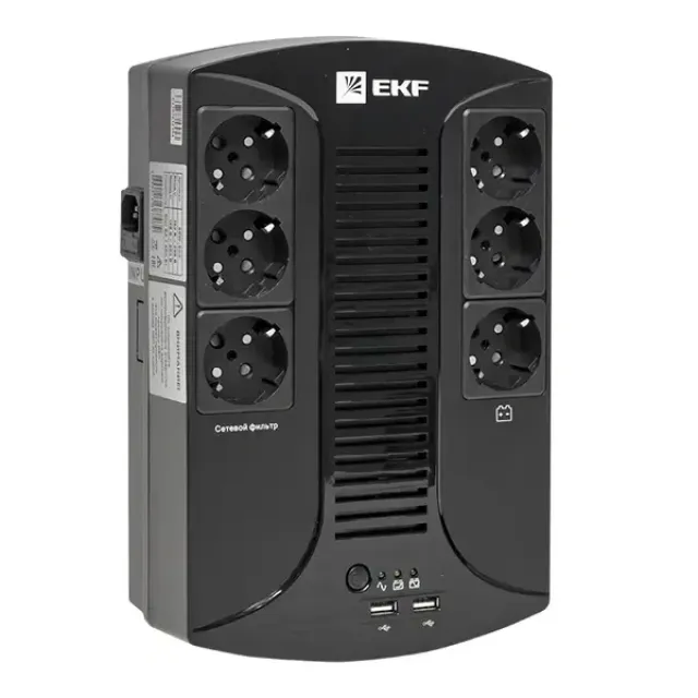 Источник бесперебойного питания EKF SSW-800, 800 ВА / 480 Вт Источник бесперебойного питания EKF SSW-800, 800 ВА / 480 Вт