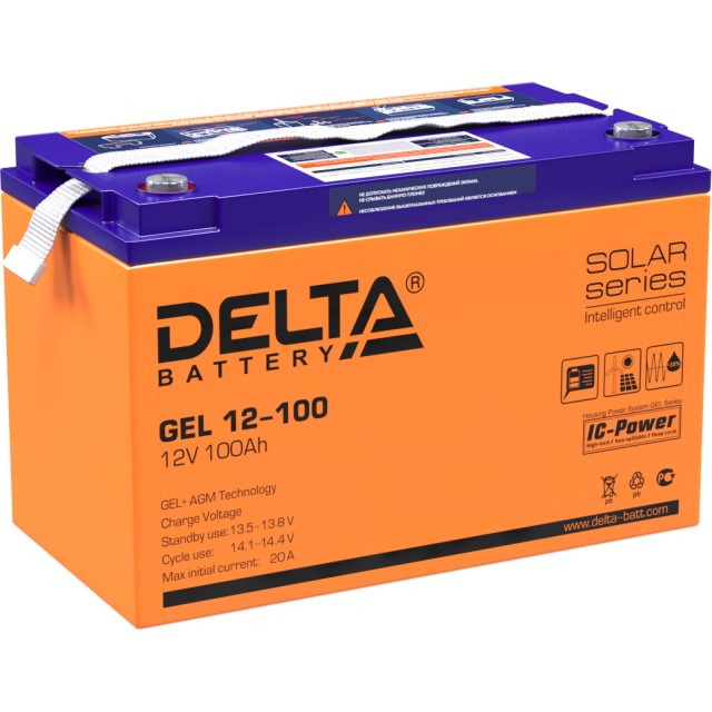 Аккумулятор Delta GEL 12-100, 12 В, 100 Ач, AGM+GEL